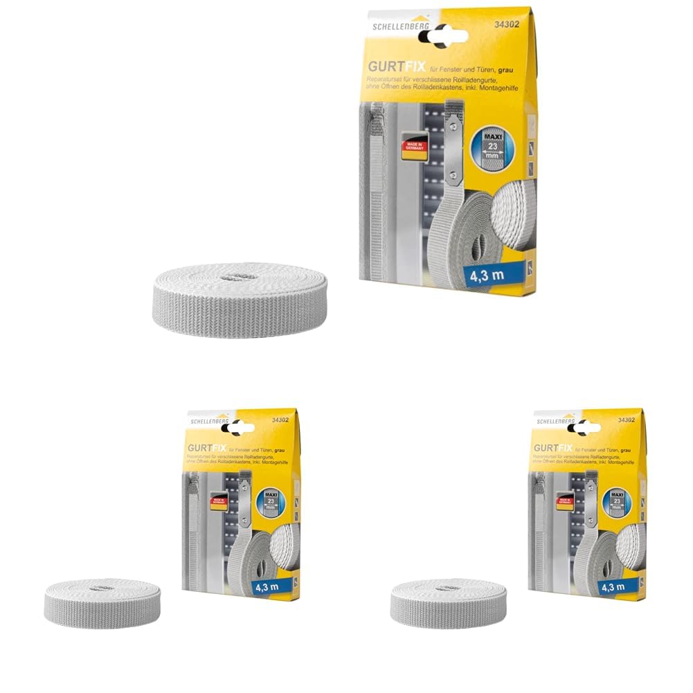 Schellenberg 34302 Rolladengurt Reparaturset Gurtband reparieren grau (Packung mit 3)  
Schellenberg 34302 Rolladengurt 